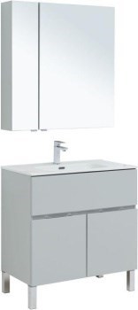 AQUANET Мебель для ванной напольная напольнаяАлвита New 80 1 ящик, 2 дверцы, серый - фото 279345