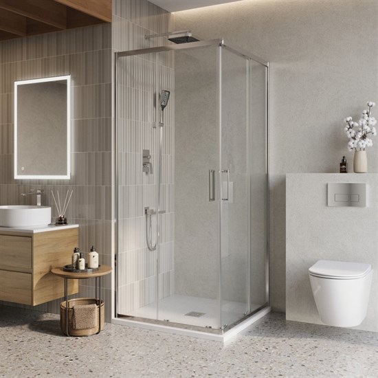 BELBAGNO Luce Душевой уголок квадратный размер 90x90 см профиль - хром / стекло - прозрачное, двери раздвижные, стекло 6 мм LUCE-A-2-90-C-Cr - фото 281962