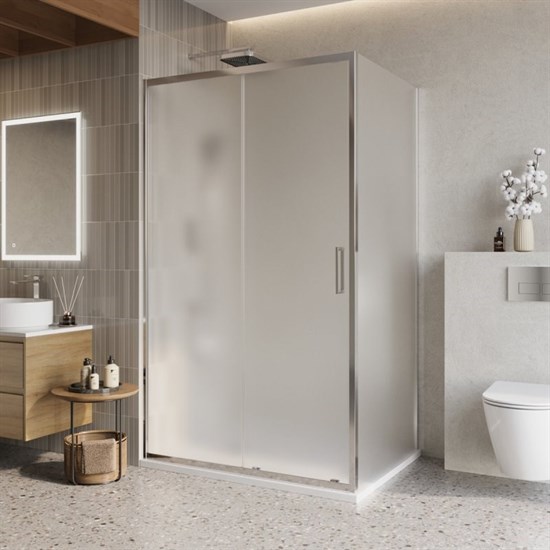 BELBAGNO Luce Душевой уголок прямоугольный размер 120x90 см профиль - хром / стекло - матовое, двери раздвижные, стекло 6 мм LUCE-AH-1-120/90-P-Cr - фото 282024