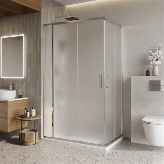 BELBAGNO Luce Душевой уголок прямоугольный размер 110x90 см профиль - хром / стекло - матовое, двери раздвижные, стекло 6 мм LUCE-AH-21-110/90-P-Cr - фото 282106