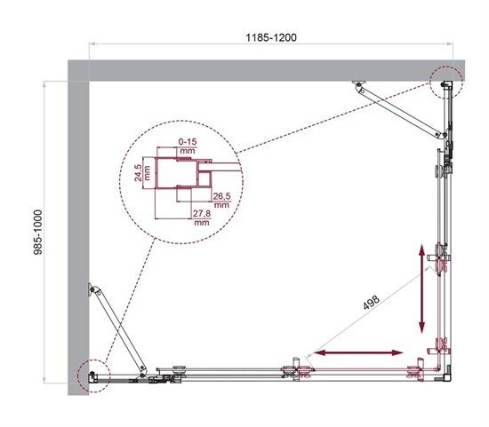 BELBAGNO Luce Душевой уголок прямоугольный размер 120x100 см профиль - хром / стекло - прозрачное, двери раздвижные, стекло 6 мм LUCE-AH-22-120/100-C-Cr