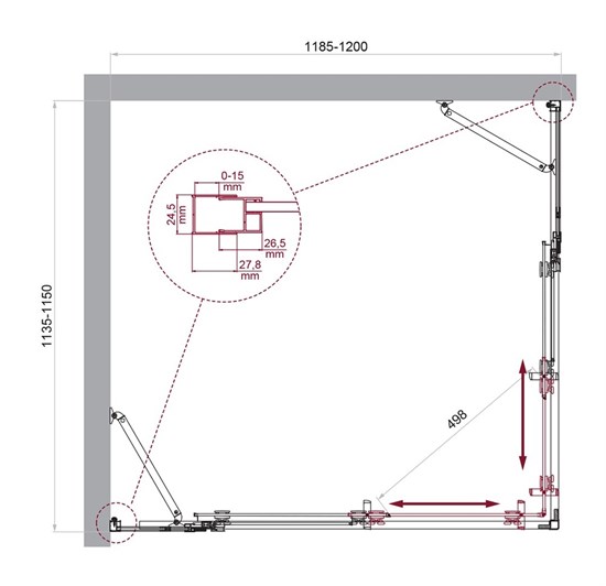 BELBAGNO Luce Душевой уголок прямоугольный размер 120x115 см профиль - хром / стекло - прозрачное, двери раздвижные, стекло 6 мм LUCE-AH-22-120/115-C-Cr - фото 282185