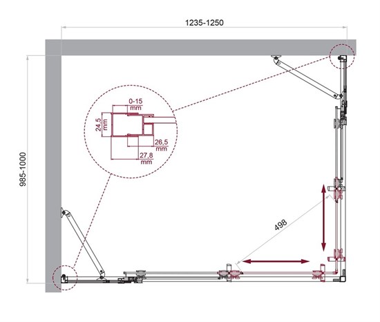 BELBAGNO Luce Душевой уголок прямоугольный размер 125x100 см профиль - хром / стекло - прозрачное, двери раздвижные, стекло 6 мм LUCE-AH-22-125/100-C-Cr