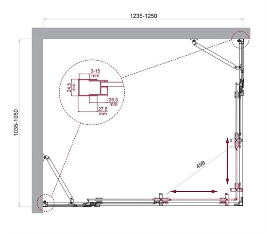 BELBAGNO Luce Душевой уголок прямоугольный размер 125x105 см профиль - хром / стекло - прозрачное, двери раздвижные, стекло 6 мм LUCE-AH-22-125/105-C-Cr - фото 282187