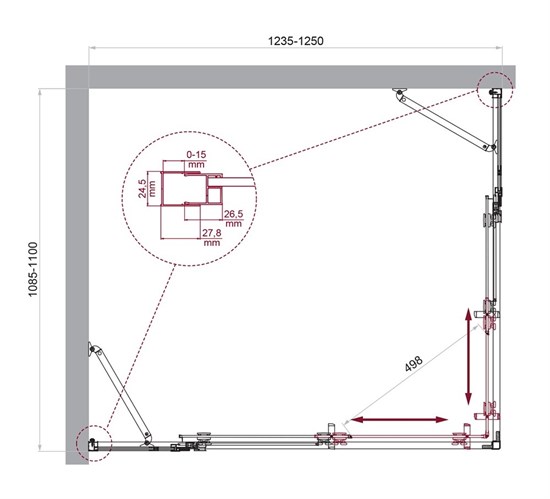 BELBAGNO Luce Душевой уголок прямоугольный размер 125x110 см профиль - хром / стекло - прозрачное, двери раздвижные, стекло 6 мм LUCE-AH-22-125/110-C-Cr - фото 282188