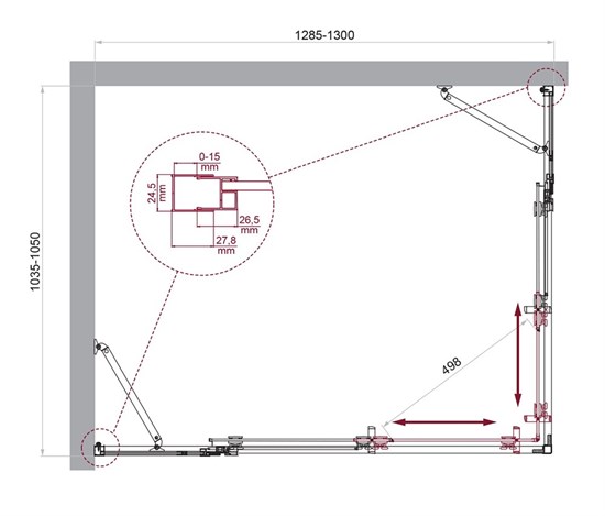 BELBAGNO Luce Душевой уголок прямоугольный размер 130x105 см профиль - хром / стекло - прозрачное, двери раздвижные, стекло 6 мм LUCE-AH-22-130/105-C-Cr - фото 282191