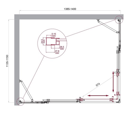 BELBAGNO Luce Душевой уголок прямоугольный размер 140x115 см профиль - хром / стекло - прозрачное, двери раздвижные, стекло 6 мм LUCE-AH-22-140/115-C-Cr - фото 282196