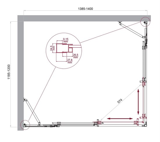 BELBAGNO Luce Душевой уголок прямоугольный размер 140x120 см профиль - хром / стекло - прозрачное, двери раздвижные, стекло 6 мм LUCE-AH-22-140/120-C-Cr - фото 282197