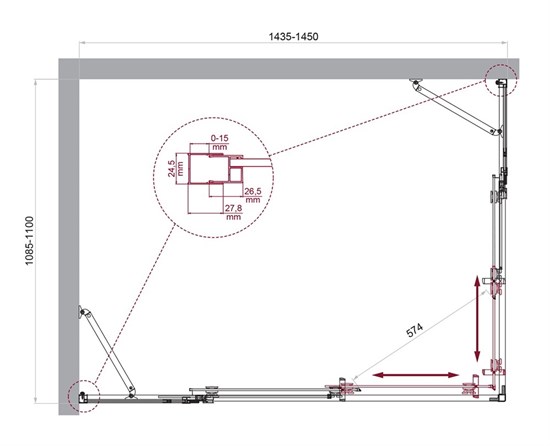 BELBAGNO Luce Душевой уголок прямоугольный размер 145x110 см профиль - хром / стекло - прозрачное, двери раздвижные, стекло 6 мм LUCE-AH-22-145/110-C-Cr - фото 282198