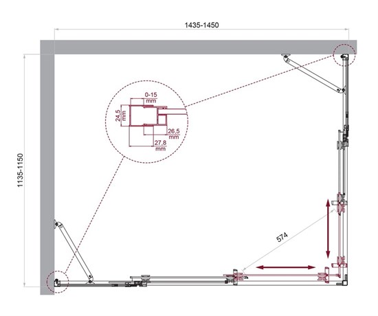 BELBAGNO Luce Душевой уголок прямоугольный размер 145x115 см профиль - хром / стекло - прозрачное, двери раздвижные, стекло 6 мм LUCE-AH-22-145/115-C-Cr - фото 282199