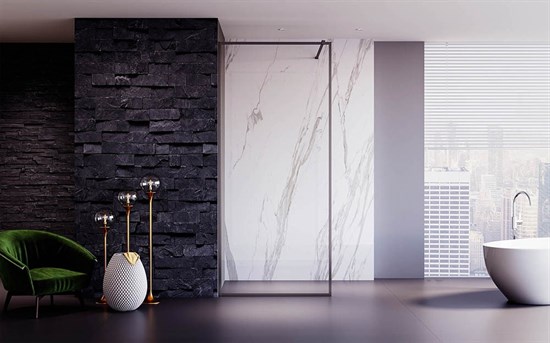VECONI Душевая перегородка Korato KR-81GR, 1000x2000, брашированный графит, стекло прозрачное KR81GR-100-01-C4 - фото 287609