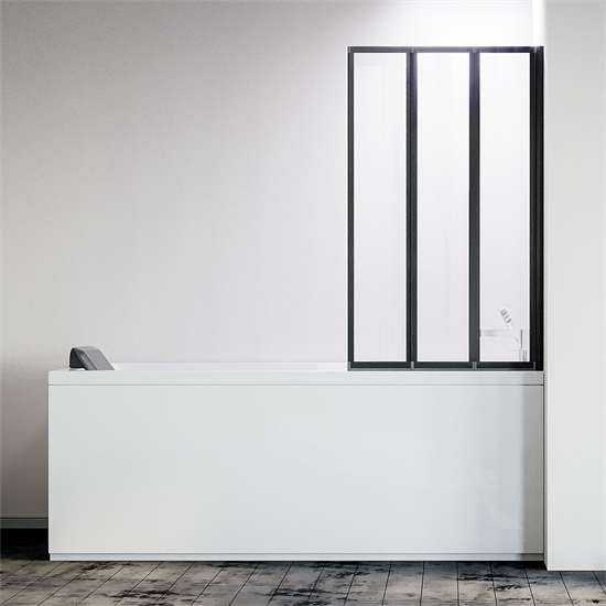 VECONI Шторка складная правая на ванну Palau PL-73BR, 900x1500, черный, стекло прозрачное PL73BR-90-01-19C4 - фото 288356