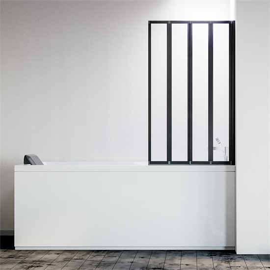 VECONI Шторка складная правая на ванну Palau PL-74BR, 900x1500, черный, стекло прозрачное PL74BR-90-01-19C4 - фото 288376