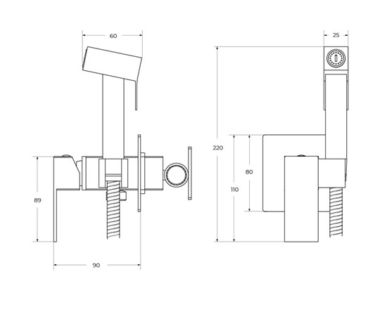CEZARES Slider Гигиенический душ со смесителем, черный матовый SLIDER-DIF-NOP - фото 303158