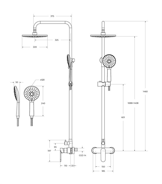 CEZARES Stylus Душевая стойка со смесителем, хром STYLUS-CD-01 - фото 303179