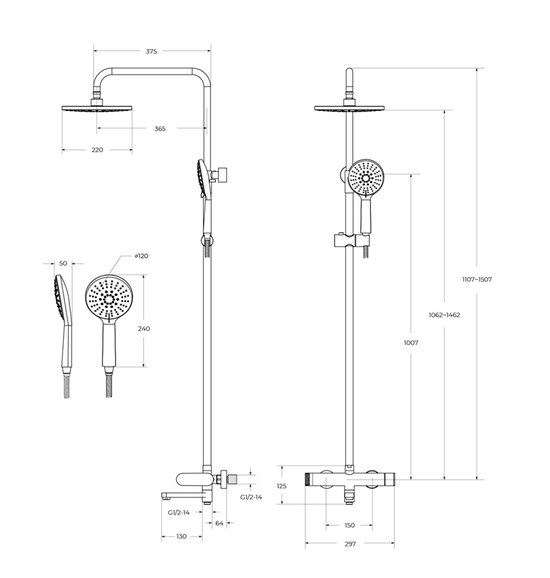 CEZARES Stylus Душевая стойка со смесителем и изливом, хром STYLUS-CVD-01 - фото 303183