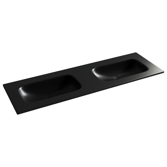 CERAMICA NOVA Grace Раковина накладная мебельная прямоугольная 1410x457x137 с двумя чашами без отверстий под смеситель цвет черный матовый CN7022MBwx - фото 310976