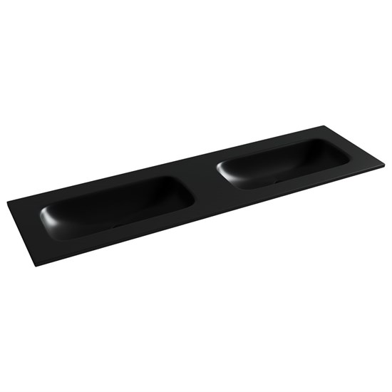 CERAMICA NOVA Grace Раковина накладная мебельная прямоугольная 1610x457x137 с двумя чашами без отверстий под смеситель цвет черный матовый CN7023MBwx - фото 310992
