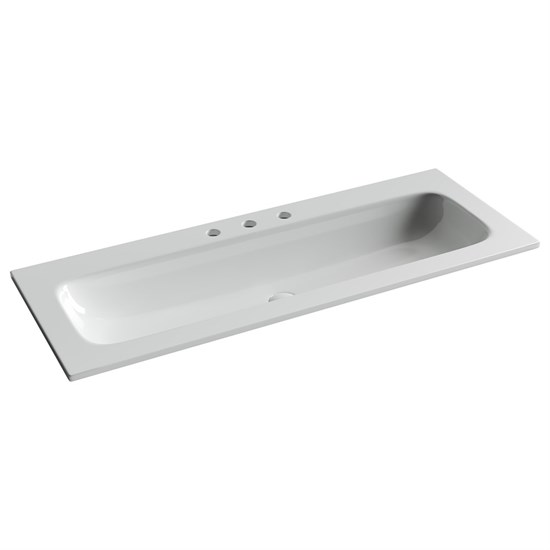 CERAMICA NOVA Grace Раковина накладная мебельная прямоугольная 1210x457x137 с тремя отверстиями под смеситель цвет белый CN7024 - фото 310996