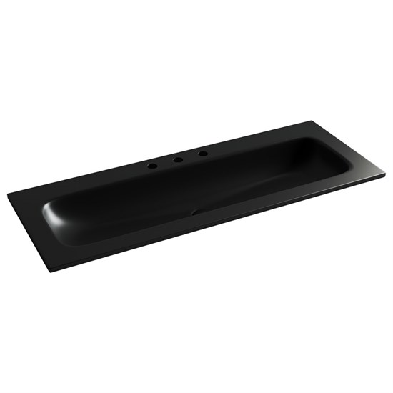 CERAMICA NOVA Grace Раковина накладная мебельная прямоугольная 1210x457x137 с тремя отверстиями под смеситель цвет черный матовый CN7024MB - фото 311000