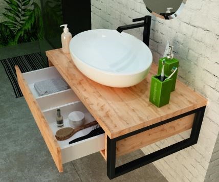 1MARKA Grunge Loft Тумба под раковину подвесная ширина 80 см, цвет дуб Вотан У85842 - фото 316706