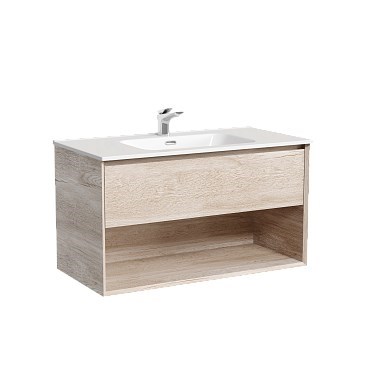 SANCOS Marmi 1.0 Тумба подвесная 890х445х520 c одним ящиком оснащенным доводчиками скрытого монтажа и открытой нишей, дуб галифакс натуральный, арт. MR1.090EG MR1.090EG - фото 317308