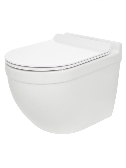 AQUAme Унитаз подвесной сиденье SoftClose, технология смыва QUIET, скрытый крепеж. 520х360х410, белый AQM2010 - фото 325675