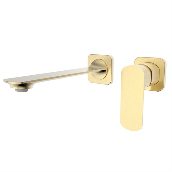 AQUAme Monza Смеситель для раковины настенный на 2 отв., внутр монтаж в компл., Brushed gold AQM6315BG - фото 326381