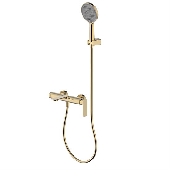 AQUAme Monza Смеситель для ванны однорычажный, с душевым набором, 3 режима, Brushed gold AQM6312BG - фото 326396