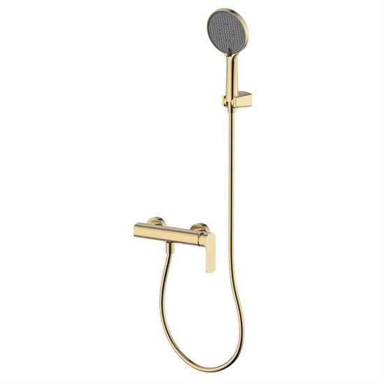 AQUAme Monza Смеситель для душа однорычажный, с душевым набором, 3 режима, Brushed gold AQM6313BG - фото 326408