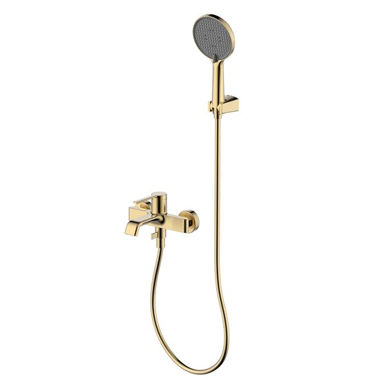 AQUAme Asti Смеситель для ванны однорычажный, с душевым набором, 3 режима, Brushed gold AQM6412BG - фото 326420