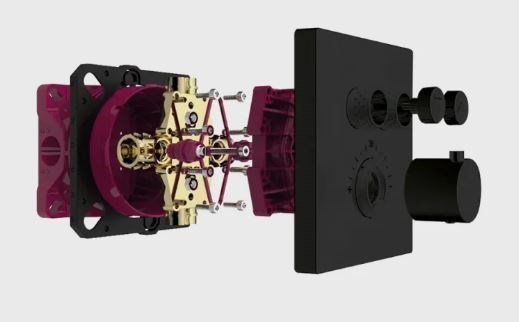 AQUAme Встраиваемый термостат с регулировкой напора на 2 потр., черный матовый AQM8801MB - фото 326470