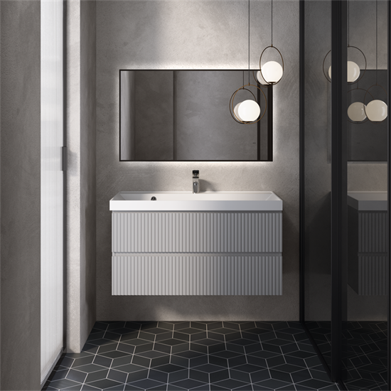 AQUAme "S1" тумба под умывальник подвесная 100 см., цвет серый. AQM900110GM - фото 327206