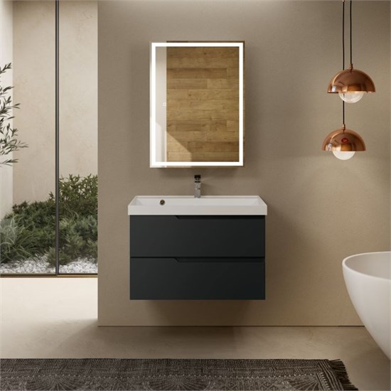 AQUAme "S3" тумба под умывальник подвесная 80 см., цвет антрацит. AQM900380GM - фото 327254