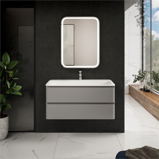 AQUAme "S4" тумба под умывальник подвесная 100 см., цвет серый. AQM900410GM - фото 327266