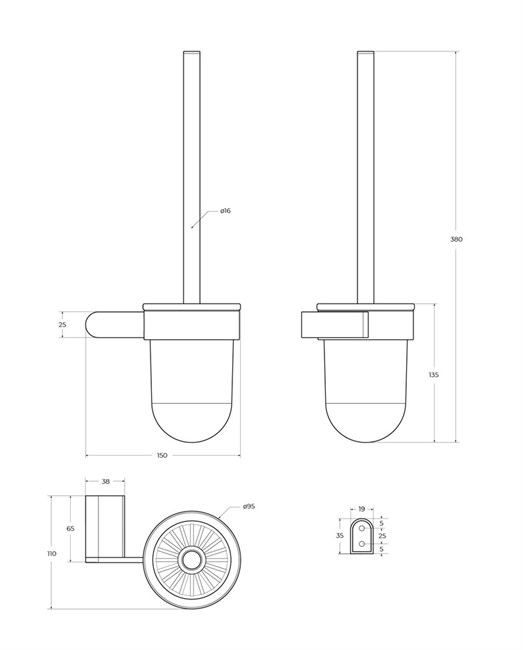 CEZARES Stylus Ёршик для унитаза, подвесной, стекло, исполнение хром STYLUS-TBS-V-01 - фото 328206