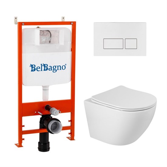 BELBAGNO Комплект 3 в 1 Унитаз подвесной с сиденьем BelBagno SFERA-R BB046CHR/SC + Система инсталляции 2 в 1 BelBagno BB026/BB042BL BB046CHR/SC/BB026/BB042BL - фото 328516