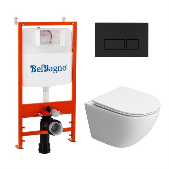 BELBAGNO Комплект 3 в 1 Унитаз подвесной с сиденьем BelBagno UNO-TOR BB5177CH-TOR/SC + Система инсталляции 2 в 1 BelBagno BB026/BB044NERO BB5177CH-TOR/SC/BB026/BB044NERO - фото 328623
