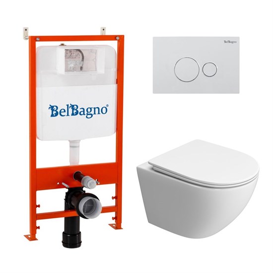 BELBAGNO Комплект 3 в 1 Унитаз подвесной с сиденьем BelBagno UNO-TOR BB5177CH-TOR/SC + Система инсталляции 2 в 1 BelBagno BB026/BB082BL BB5177CH-TOR/SC/BB026/BB082BL - фото 328638
