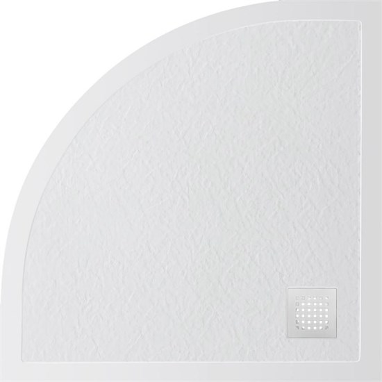 BELBAGNO Uno Поддон полукруглый из искусственного мрамора в комплекте с сифоном с белой матовой декоративной накладкой, размер 80x80 см TRAY-MR-UNO-R-80-550-35-W-BO