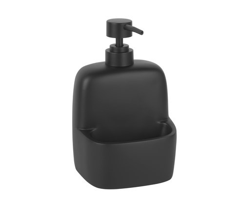 WASSERKRAFT K-8499BLACK Дозатор с емкостью для губки, черный WASSERKRAFT 8499BLACK - фото 331268