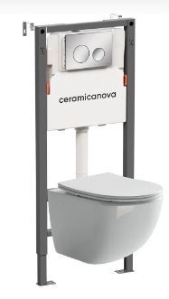 CERAMICA NOVA Комплект Подвесной унитаз FORMA Rimless + Система инсталляции Balance кнопка Circle, хром глянцевый CN3009_121001CH - фото 331416