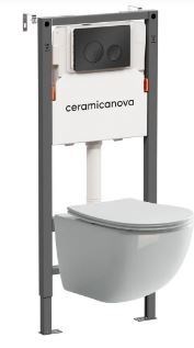 CERAMICA NOVA Комплект Подвесной унитаз FORMA Rimless + Система инсталляции Balance кнопка Circle, черный матовый CN3009_121001MB - фото 331419