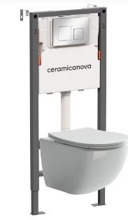 CERAMICA NOVA Комплект Подвесной унитаз FORMA Rimless + Система инсталляции Balance кнопка Square, хром глянцевый CN3009_121002CH - фото 331422