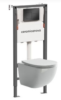 CERAMICA NOVA Комплект Подвесной унитаз FORMA Rimless + Система инсталляции Balance кнопка Square, черный матовый CN3009_121002MB - фото 331425