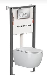 CERAMICA NOVA Комплект Подвесной унитаз PLAY Rimless + Система инсталляции Balance кнопка Circle, хром глянцевый CN3001_121001CH - фото 331428