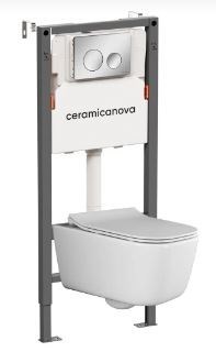 CERAMICA NOVA Комплект Подвесной унитаз NEW DAY Rimless + Система инсталляции Balance кнопка Circle, хром глянцевый CN3005_121001CH - фото 331440