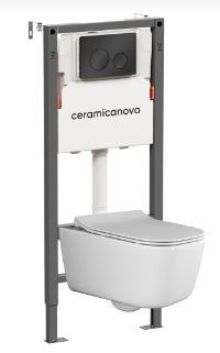 CERAMICA NOVA Комплект Подвесной унитаз NEW DAY Rimless + Система инсталляции Balance кнопка Circle, черный матовый CN3005_121001MB - фото 331443