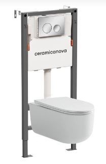 CERAMICA NOVA Комплект Подвесной унитаз Ulma Rimless + Система инсталляции Balance кнопка Circle, хром глянцевый CN4006_121001CH - фото 331452