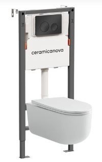 CERAMICA NOVA Комплект Подвесной унитаз Ulma Rimless + Система инсталляции Balance кнопка Circle, черный матовый CN4006_121001MB - фото 331455
